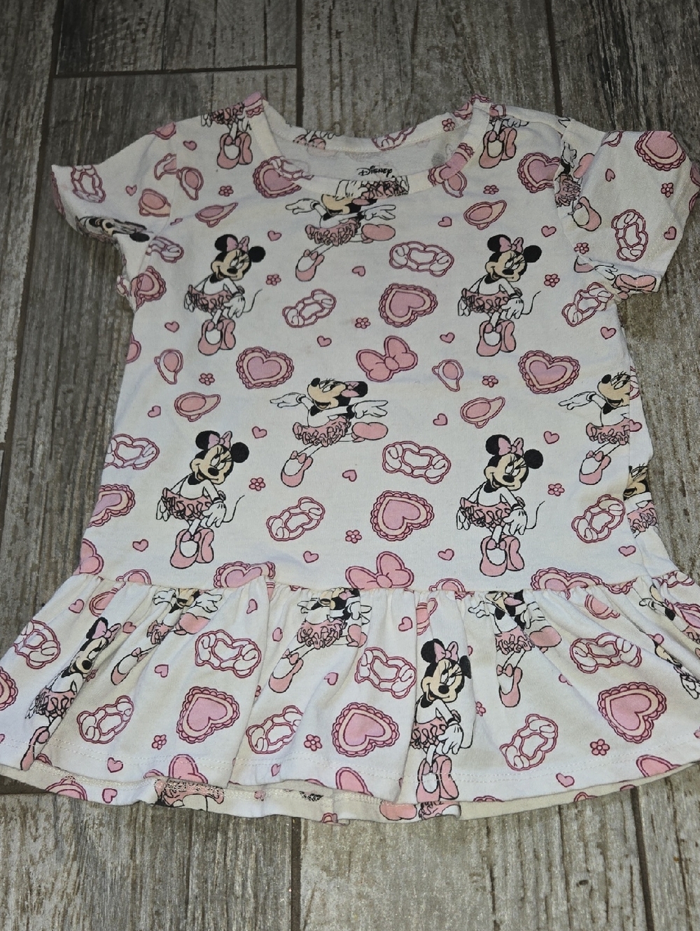Disney Pink & White Minnie Mouse Ruffle Tee Dress